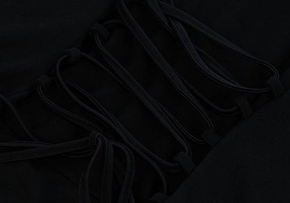 Womens Renaissance Costumes Hooded Robe Lace Up Vintage Pullover High Low Long Hoodie Dress Black