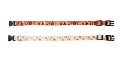 Lamphyface 2 Pack Halloween Dog Collar Adjustable Pumpkin Pattern