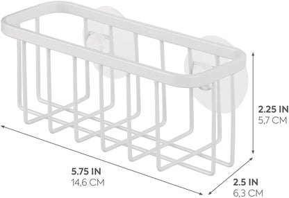 InterDesign Gia Kitchen Sink Suction Holder for Sponges, Scrubbers, Soap - Pearl White