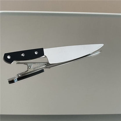 2 PACK Mini Knife Hair Clip Women's Fashion Punk Creative Hip Hop Tableware Acrylic Cosplay Halloween Party Hair Accessoriesfor Women Girls