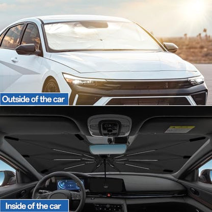 2025 Windshield Sun Shade Umbrella, Foldable Car Umbrella Sunshade with UV Block Car Front Window (Heat Insulation Protection) for Auto Windshield Covers Trucks Cars (Large)