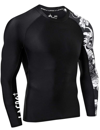 LAFROI Men's Long Sleeve UPF 50+ Baselayer Skins Performance Fit Compression Rash Guard-CLYYB Asym Dragon Size MD