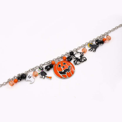 XOCARTIGE Halloween Pumpkin Pendant Necklace Witch Cat Charms Necklace Party Ghost Chain Necklaces for Women (A MC Pumpkin)