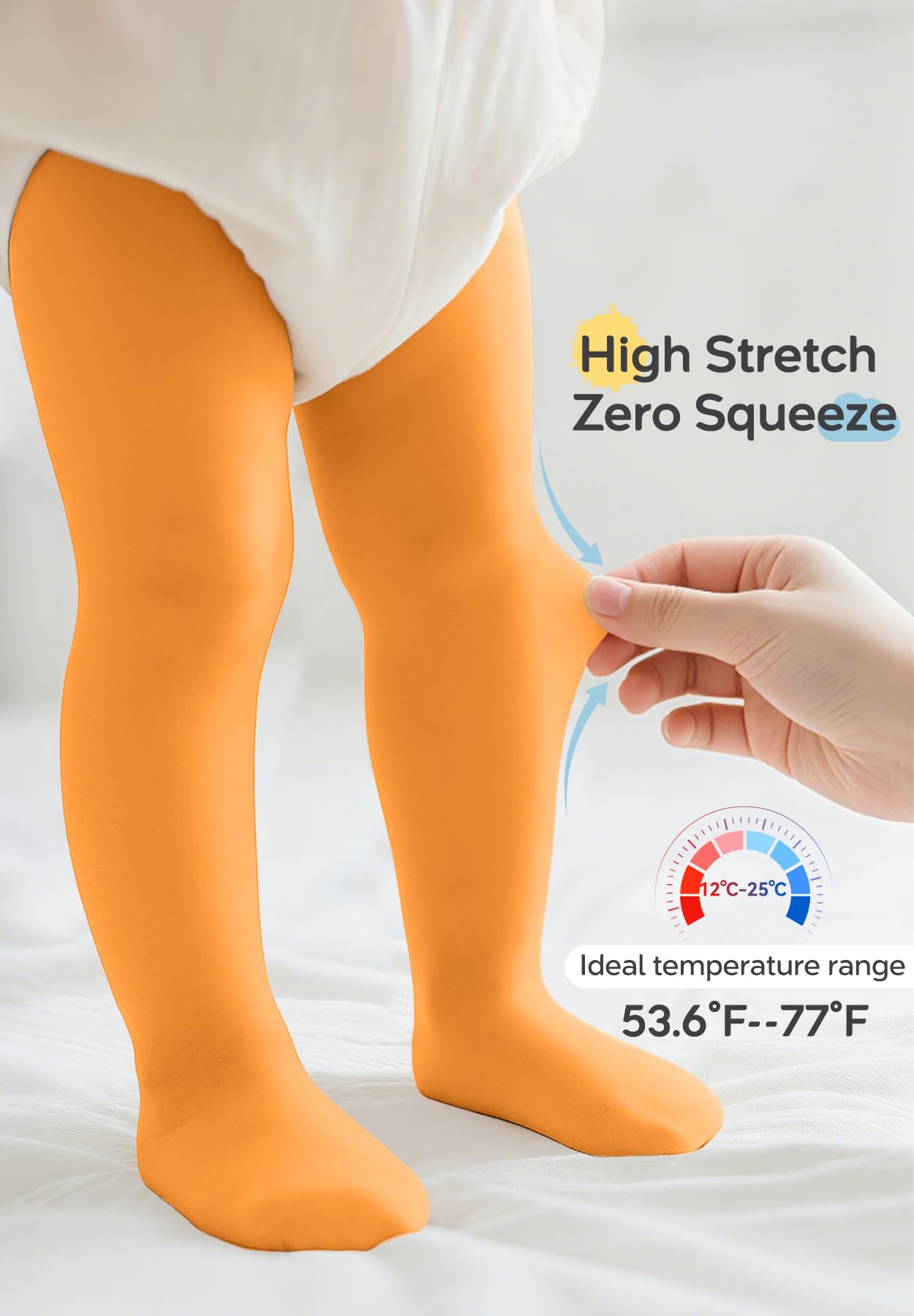 Zando Halloween Tights Orange Toddler Tight 18-24 Months - Ultra Soft Elastic Footed Girls Leggings for Halloween Dance Daily Party 1-2T