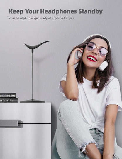 Lamicall Headphone Stand, Desktop Headset Holder - Desk Earphone Stand, for All Headsets Such as Airpods Max, HyperX Gaming Headphones, Beats/Sennheiser Music Headphones - Black