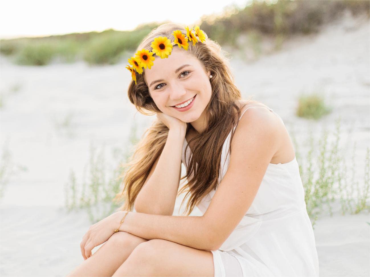 WOVOWOVO 2 Packs Sunflower Crown Headbands For Women Girls, Floral Daisy Hippie Hair Accessories Fall Flower Crown Adjustable Handmade Headpiece Photo Props Party Vacation (Yellow)