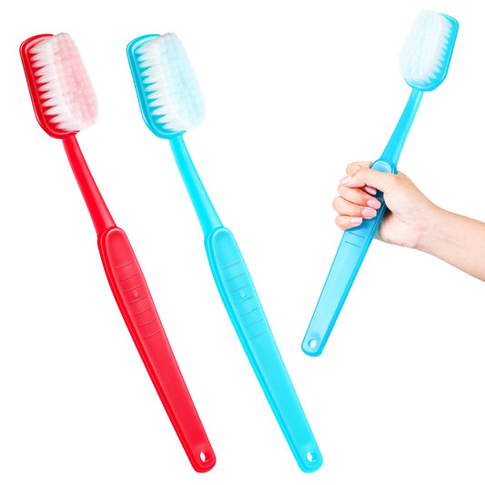 Ireer 2 Pieces Giant Toothbrush Prop Large Toothbrushes Big Brush Oversized Gag Novelty Toys for Summer Halloween Costume Take Picture Comedy Party Favors Pet Grooming Brush(Red, Blue)