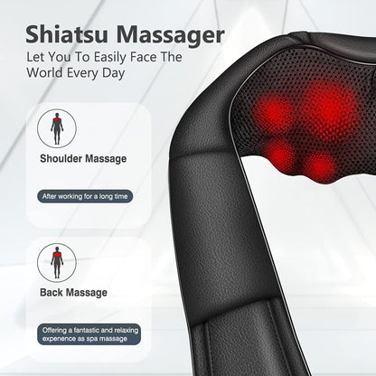iKristin Neck Massager with Heat, Shiatsu Massager for Neck, Back, Shoulder, Foot and Leg, Deep Tissue 3D Kneading Massage for Relax Muscles at Home and Offie,Back Massagers for Women and Men