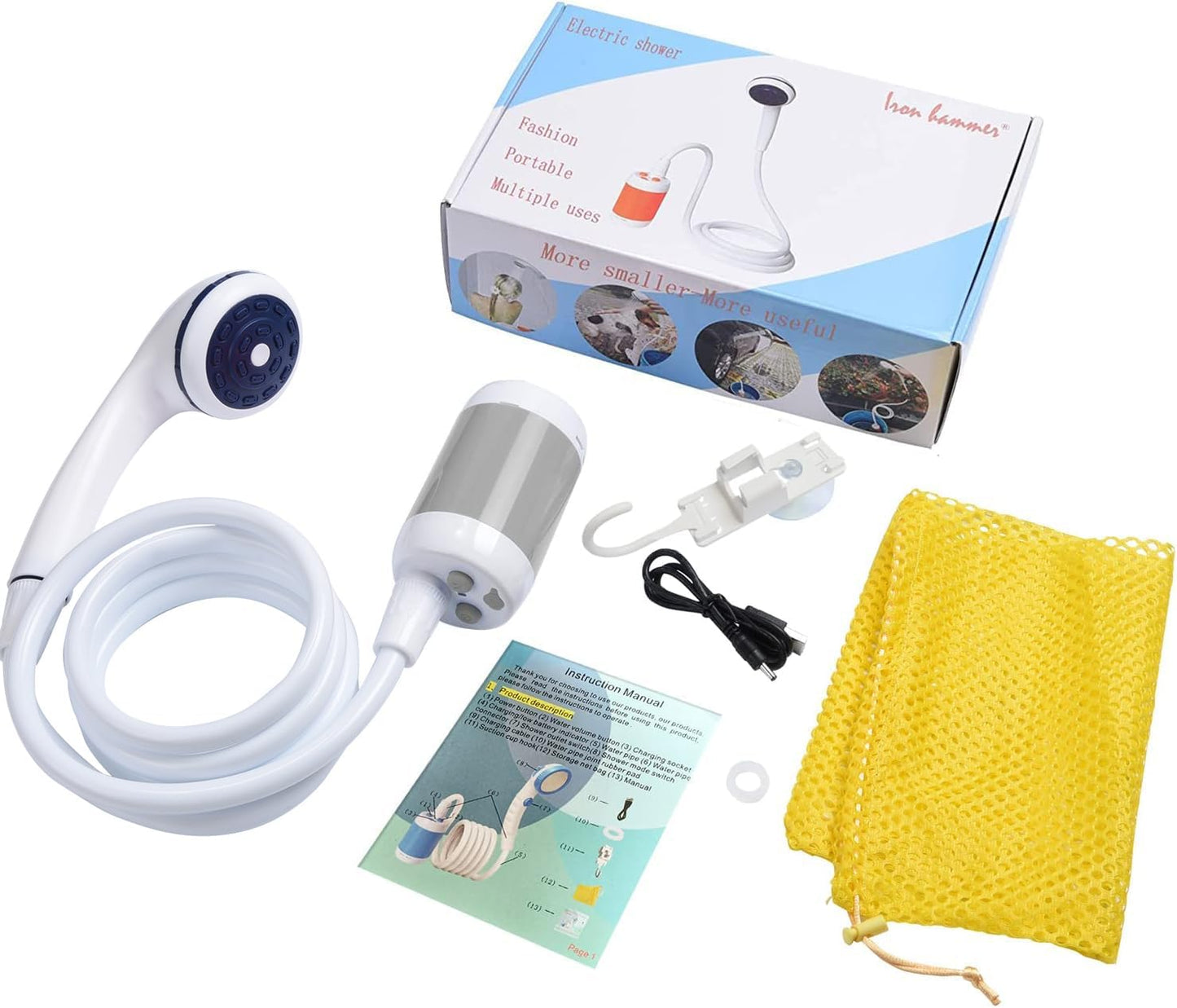 Iron Hammer Portable Shower Camping Shower Outdoor Shower Handheld Electric Shower