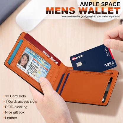 XZVXZV Men's Wallet slim wallet Carbon Fiber Bi-Fold Wallet - RFID Blocking Ultra Thin Card Holder (Holds 10+ Cards) Business & Travel Essential (Perfect Day Gift)