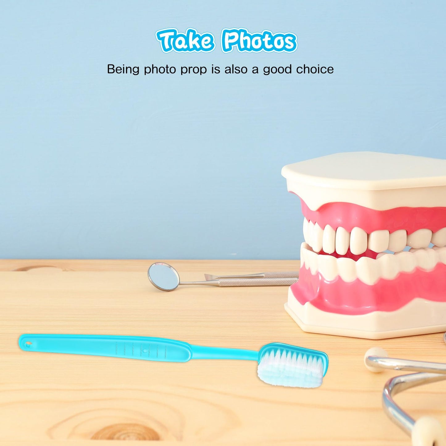 Ireer 2 Pieces Giant Toothbrush Prop Large Toothbrushes Big Brush Oversized Gag Novelty Toys for Summer Halloween Costume Take Picture Comedy Party Favors Pet Grooming Brush(Red, Blue)