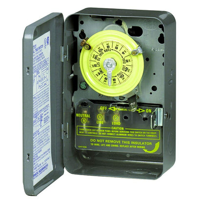 Intermatic T103 24-Hour Mechanical Timer Switch - 120V DPST, Indoor Metal Enclosure, Heavy-Duty Programmable Time Switch - 40A Load Control for Pumps, Lighting, HVAC, and Fans