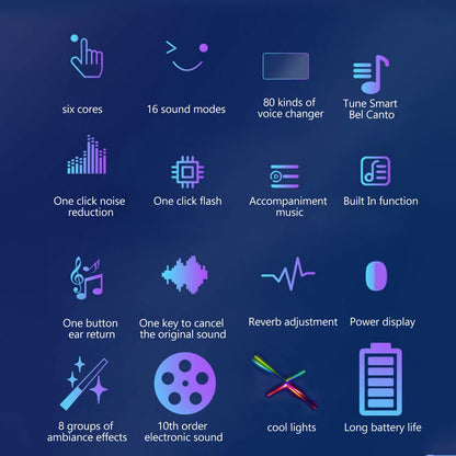 I9 Voice Changer Set, Mini Live Broadcast Voice Disguiser, Portable Sound Board Voice Changer, 8 Different Sounds/Sound Effects, for iOS, for Android (English Version)