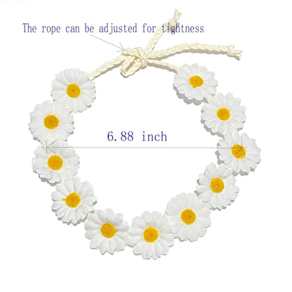 zYoung Sunflower Crown Daisy Hair Wreath Bridal Headpiece Photo Props (White)