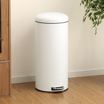 Iris Plaza AFB-C30PWH Pedal Type Trash Can Round Pure White 9.8 gal (30 L)