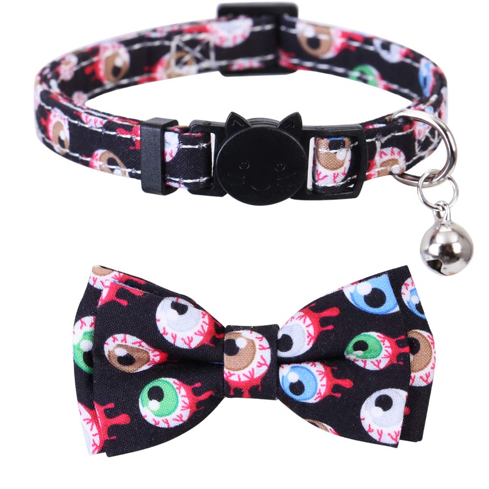 Lamphyface 2 Pack/Set Halloween Cat Collar Breakaway with Cute Bow Tie and Bell for Kitty Adjustable Safety