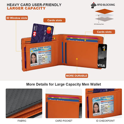 XZVXZV Men's Wallet slim wallet Carbon Fiber Bi-Fold Wallet - RFID Blocking Ultra Thin Card Holder (Holds 10+ Cards) Business & Travel Essential (Perfect Day Gift)