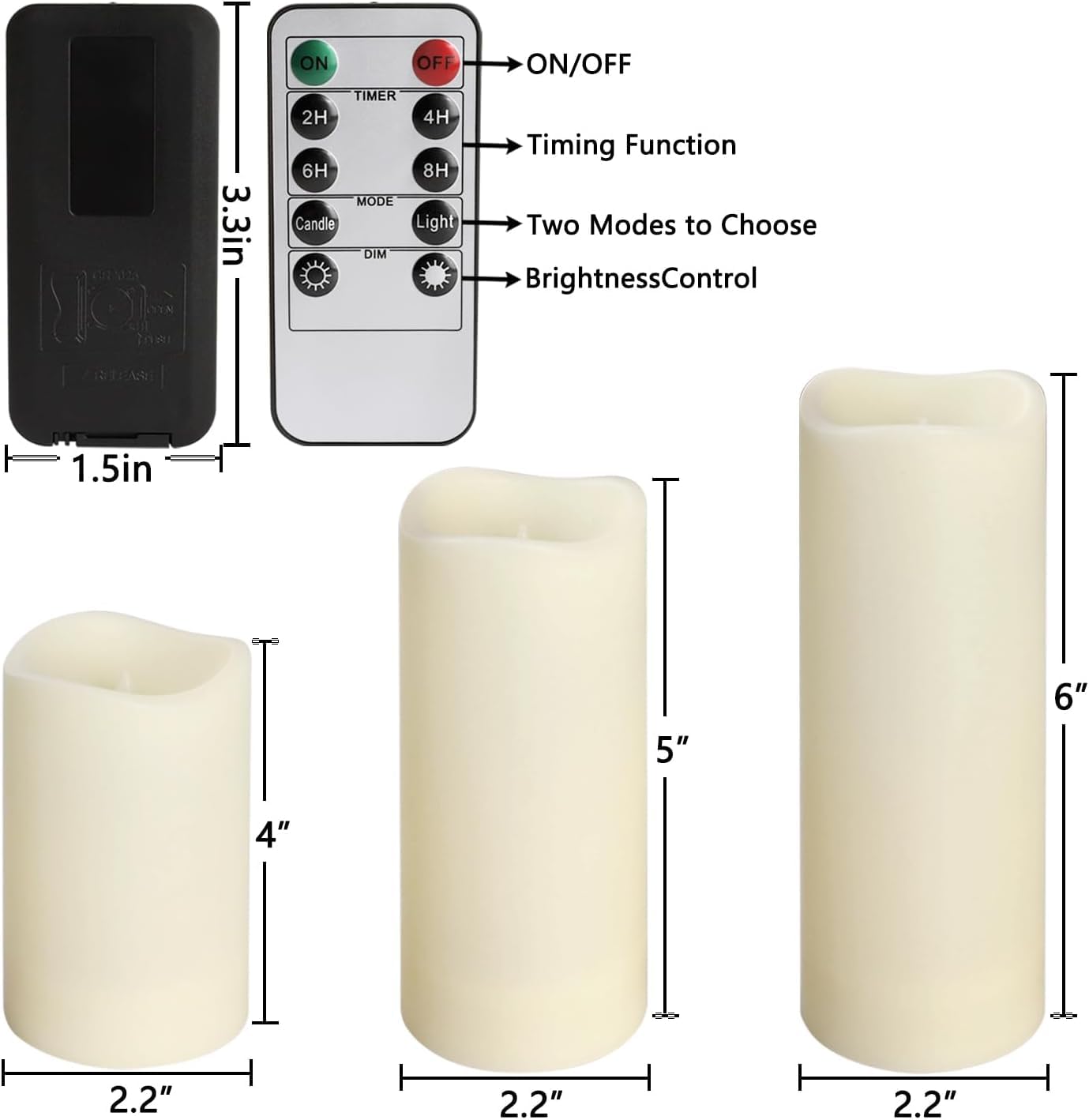 YOROXRG Set of 24 Waterproof Outdoor Flameless Candles, LED Candles with 4 Remote and Timer,(H 4" 5" 6" x D 2.2"),for Halloween Wedding Festiv