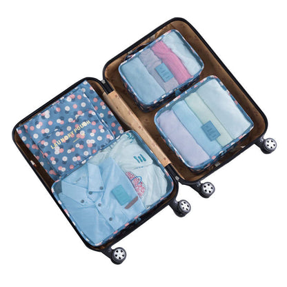 Laebevon 6 PCS Packing Cubes,Multi-functional Clothing Sorting Packages,Travel Carry On Luggage Organizers Storage Bags,Travel Packing Pouches, Blue Flower