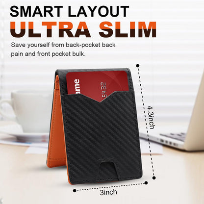 XZVXZV Men's Wallet slim wallet Carbon Fiber Bi-Fold Wallet - RFID Blocking Ultra Thin Card Holder (Holds 10+ Cards) Business & Travel Essential (Perfect Day Gift)