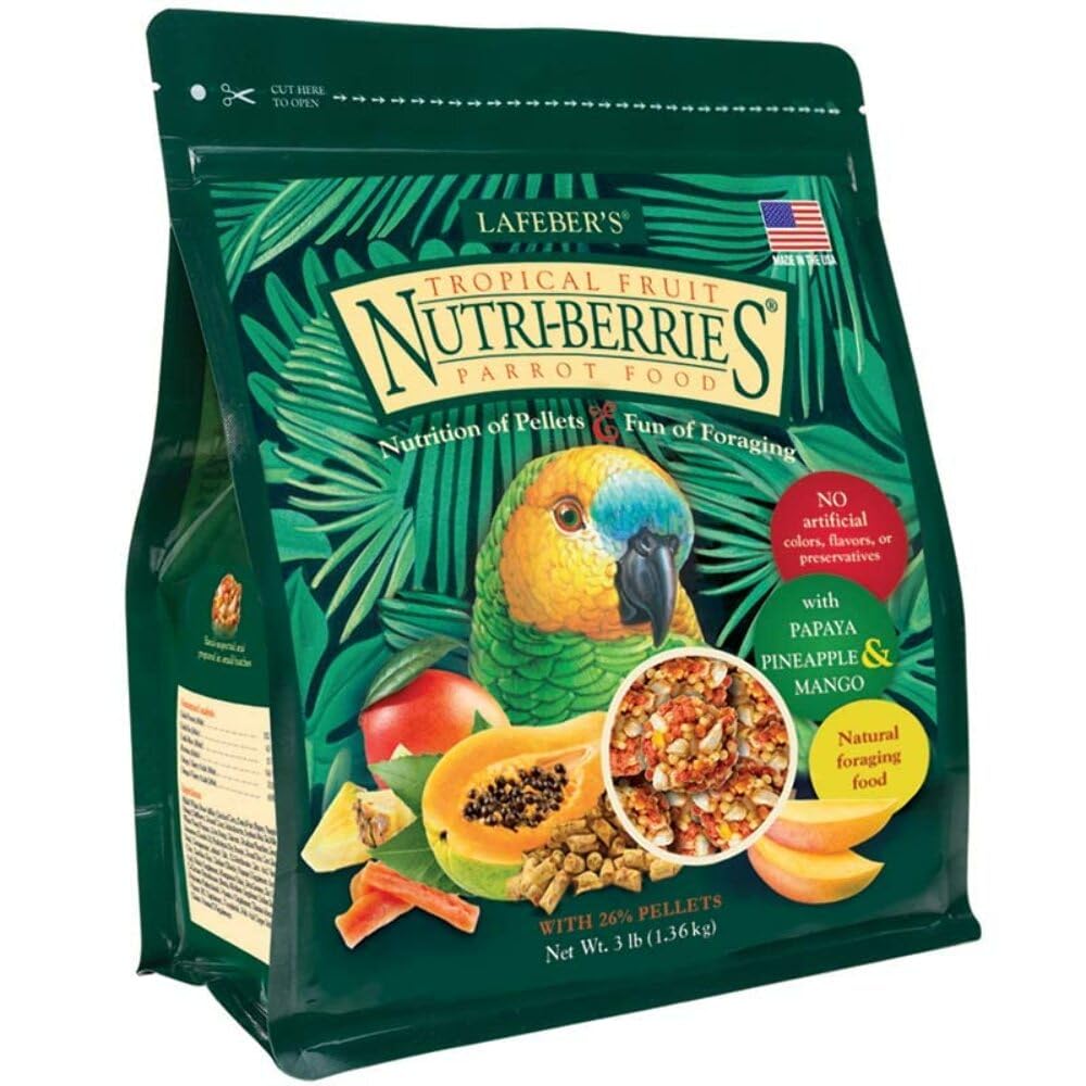 LAFEBER'S Tropical Fruit Nutri-Berries Pet Bird Food, Made with Non-GMO and Human-Grade Ingredients, for Parrots, 3 lb