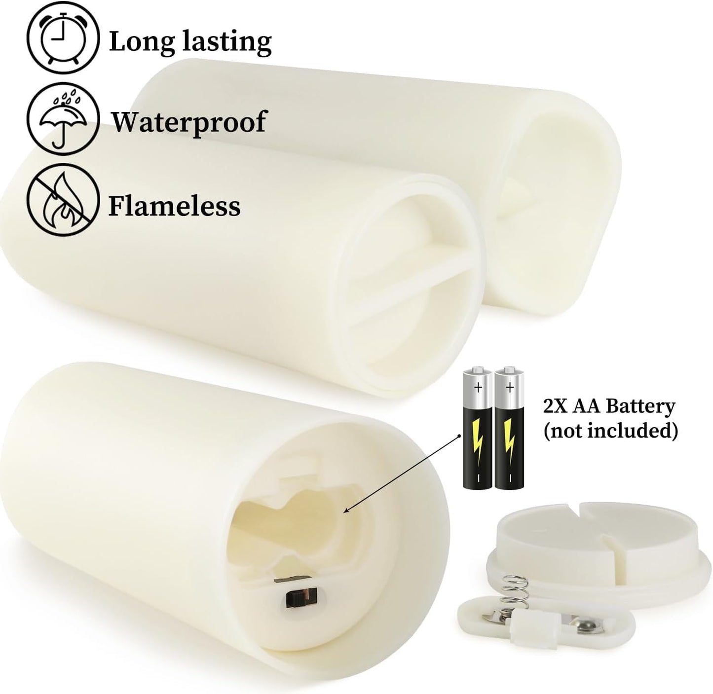 YOROXRG Set of 24 Waterproof Outdoor Flameless Candles, LED Candles with 4 Remote and Timer,(H 4" 5" 6" x D 2.2"),for Halloween Wedding Festiv