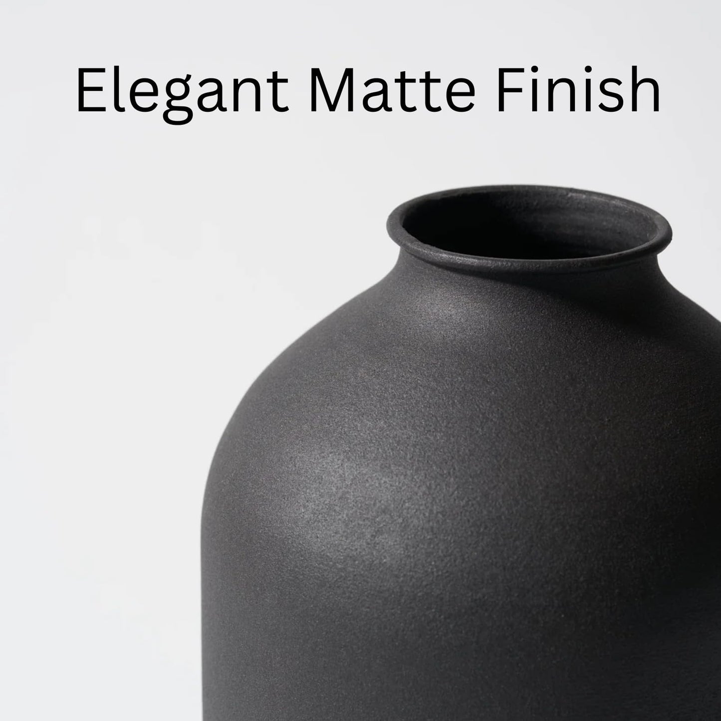 Large Black Vase for Flowers Decor Living Room, Matte Black Arlo Vase for Dining Coffee Table Centerpieces, Wabi Sabi Decor, Big Decorative Modern