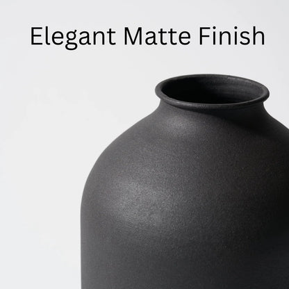 Large Black Vase for Flowers Decor Living Room, Matte Black Arlo Vase for Dining Coffee Table Centerpieces, Wabi Sabi Decor, Big Decorative Modern
