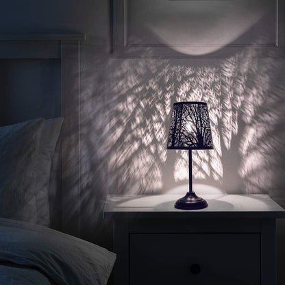 ZQQLITE Touch Control Table Lamp, Led Lights Mini Lamps with Pattern of Trees for Nightstand,dimmable 3-Levels Brightness, Lamp for Bedroom, Bedside, Desk Lamps for Home, Living Room, Office (Black)
