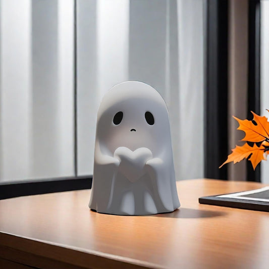 ZUZIF Halloween Ghost Figurine - Spooky Resin Statue, Cute Finger Ghost Ornaments, Perfect for Indoor & Porch Decor (C)