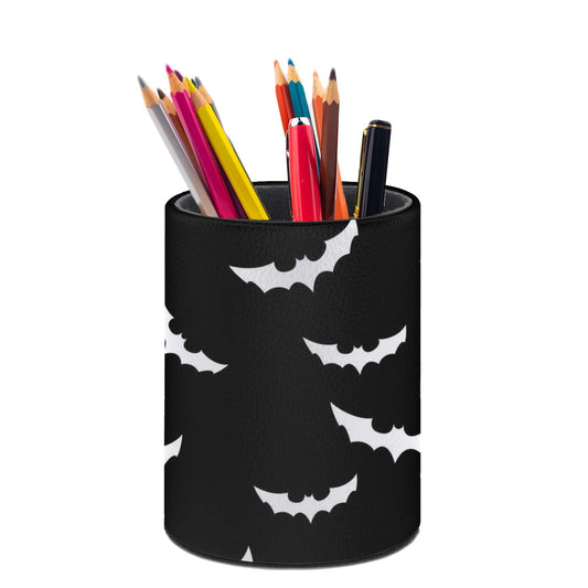 XUWU Halloween Bat Pen Holder Pencil Organizer Cute Pencil Cup Desk Decor Makeup Brush Holder PU Multifunctional Office Suppliesfor Home Classroom School