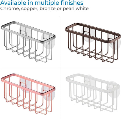 InterDesign Gia Kitchen Sink Suction Holder for Sponges, Scrubbers, Soap - Pearl White