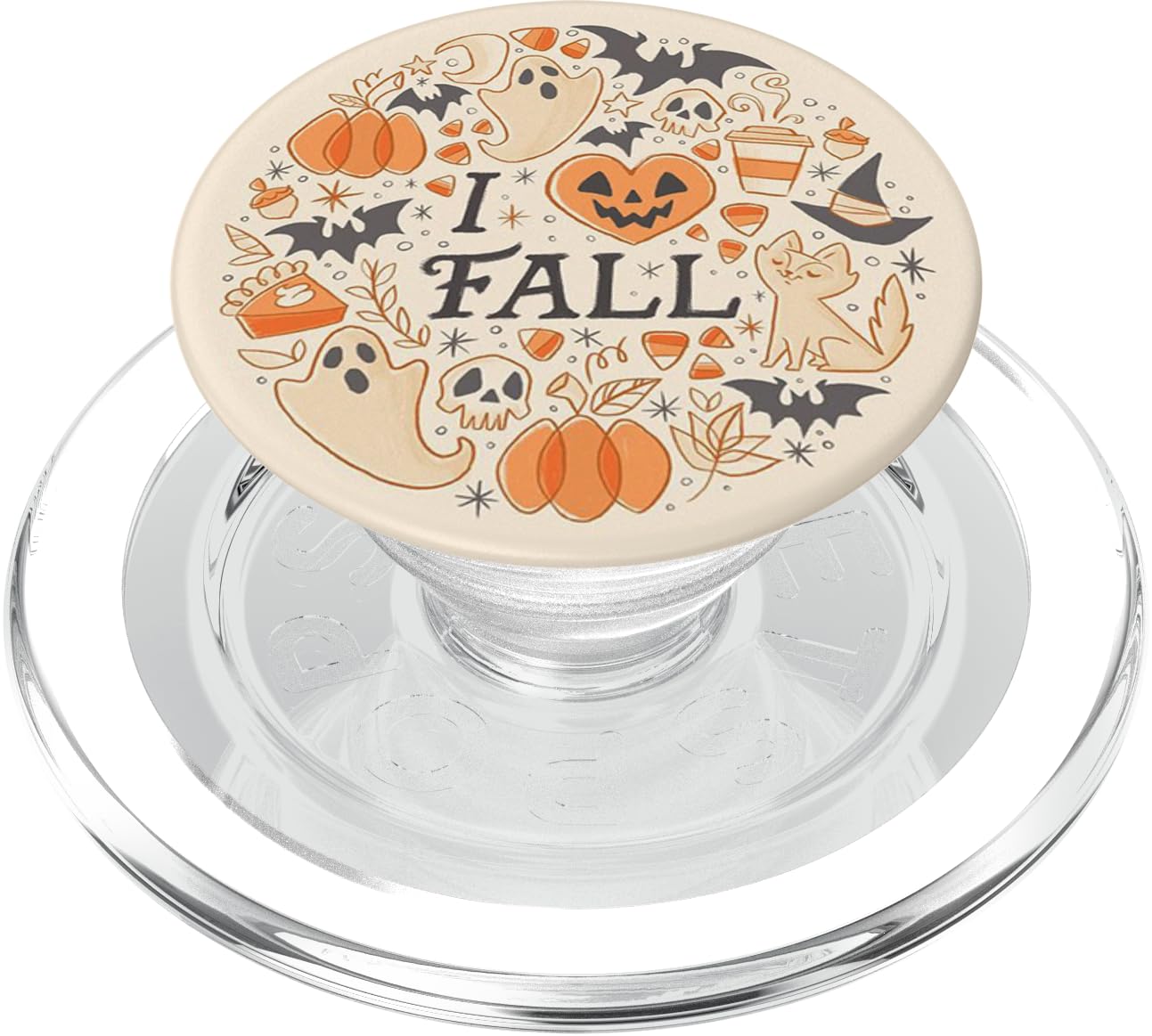 I Love Fall Season Pumpkin Cat Boo Skull Halloween Themed PopSockets PopGrip for MagSafe