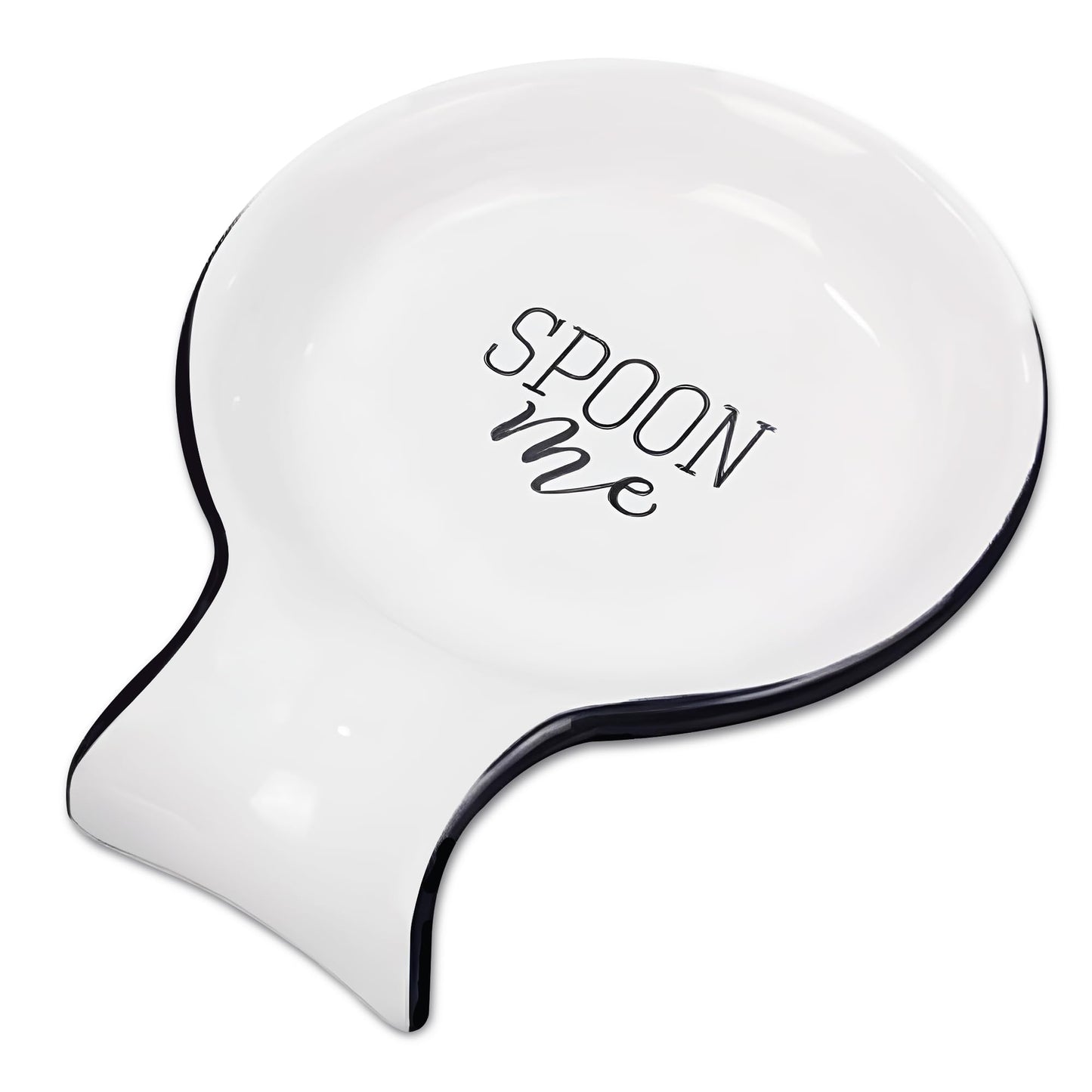 Young's Inc. Spoon Rest for Stove Top and Kitchen Counter - Ceramic Spoon Holder - Durable and Easy-to-Clean - Can Hold Ladles, Spatulas, Tea Bags, and More - Stylish Spoon Me Design - 5.5"x4.5"x1"