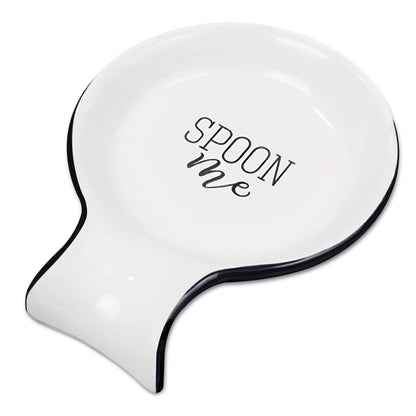 Young's Inc. Spoon Rest for Stove Top and Kitchen Counter - Ceramic Spoon Holder - Durable and Easy-to-Clean - Can Hold Ladles, Spatulas, Tea Bags, and More - Stylish Spoon Me Design - 5.5"x4.5"x1"