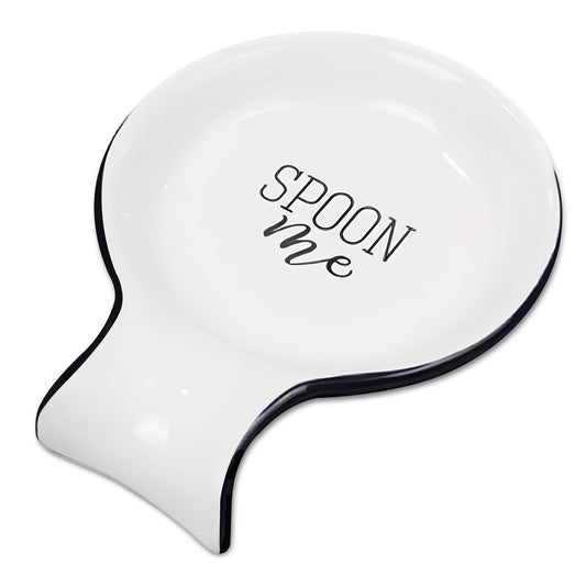 Young's Inc. Spoon Rest for Stove Top and Kitchen Counter - Ceramic Spoon Holder - Durable and Easy-to-Clean - Can Hold Ladles, Spatulas, Tea Bags, and More - Stylish Spoon Me Design - 5.5"x4.5"x1"