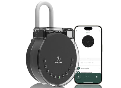 Iron Lock® Portable Smart Key Lock Box - Bluetooth & Mechanical Keyless Entry, App Control, Auto Lock, 2 Interchangeable Shackles (Cable & U-Shackle), IP65 Waterproof, Security Key Cabinets
