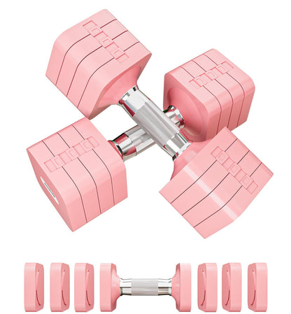 20LBS Adjustable Dumbbell Set for Women Men, 4 in 1 Free Weights Dumbbells Set Hand Weights Set Adjust Dumbbell Weight Set for Home Gym Exercise Workout Strength Training Equipments, Pink