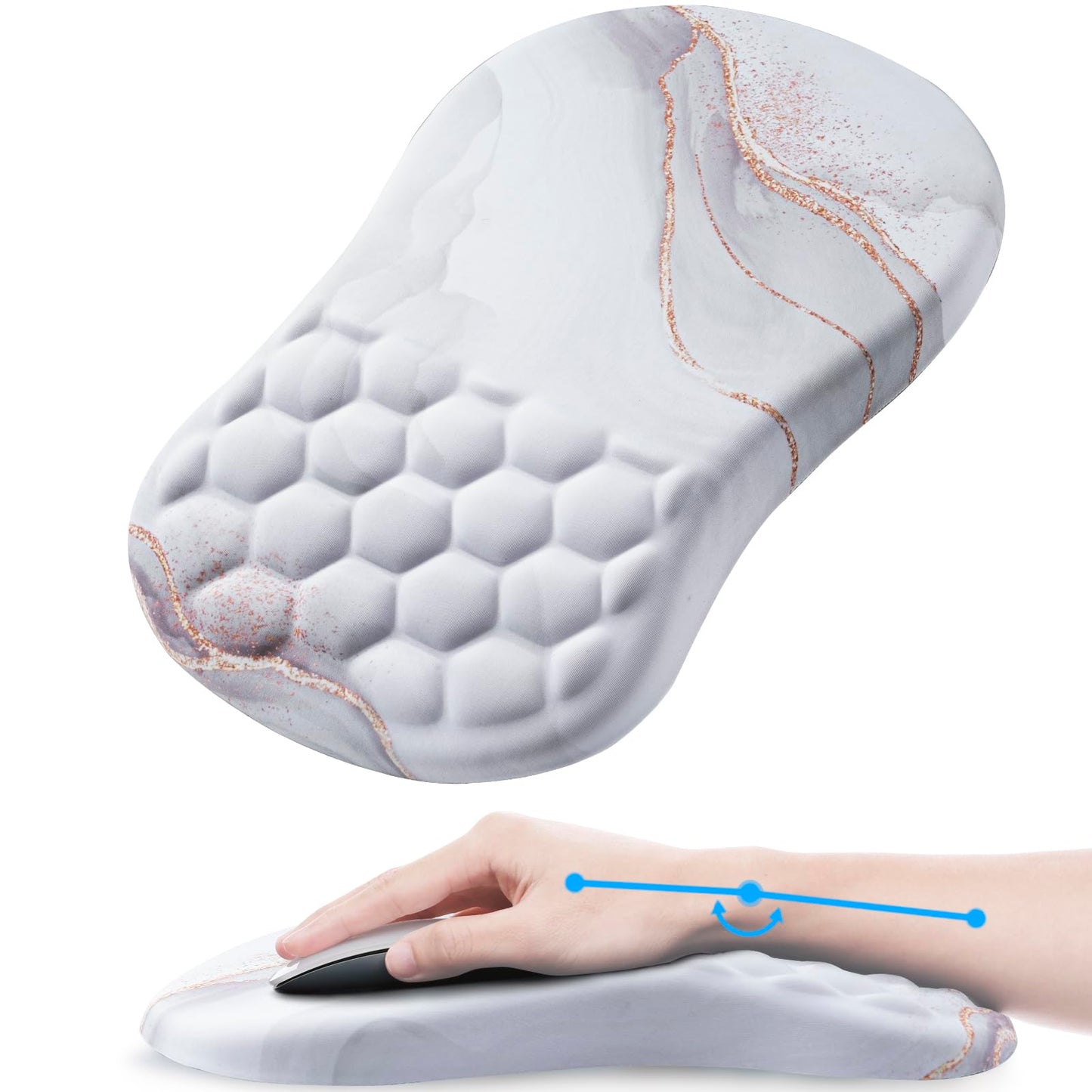 Laokiiy Mouse Pad Wrist Support, Ergonomic Mouse Pad with Wrist Rest, Comfortable Computer Mouse Pad for Laptop, Pain Relief Mousepad with Non-Slip PU Base White