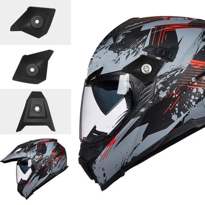 ILM Off Road Motorcycle Dual Sport Helmet Full Face Sun Visor Dirt Bike ATV Motocross Casco DOT Certified Model 606V(Grey Red, L)