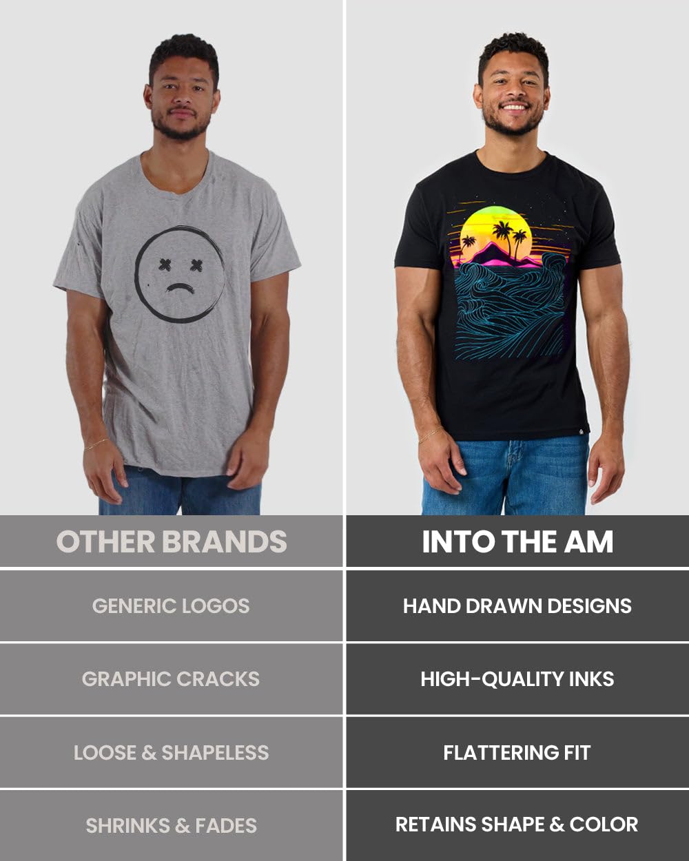 INTO THE AM Brain Invader Men's Tee - Nature Themed Graphic T-Shirts (Black, Large)