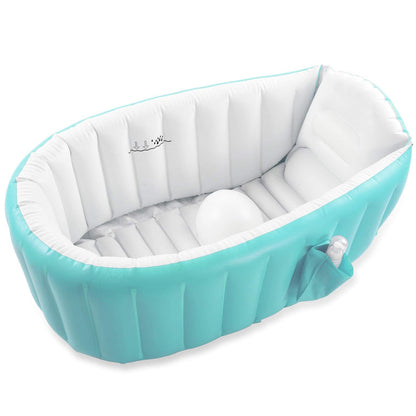 Inflatable Baby Bathtub with Air Pump, Baby Bath Tub Toddler Bathtub, Foldable Shower Basin for Newborn, Portable Travel Bath Tub, Green