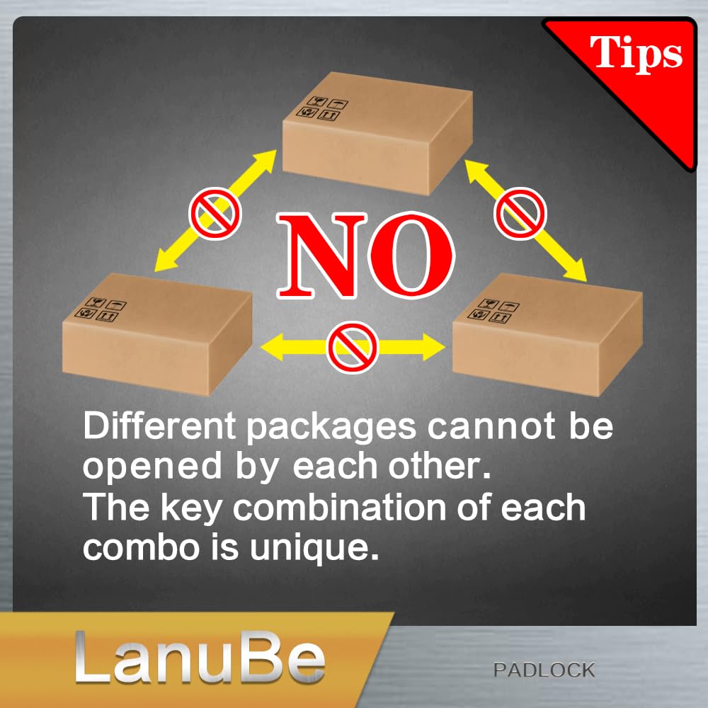 LanuBe Lock Laminated keyed Padlock (1-9/16", 40mm), keyed Alike Locks, Normal Shackle, Marked Blue Plastic Hoop, Pack of 2