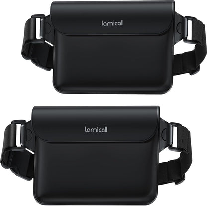Lamicall [2Pack] Waterproof Fanny Packs, Dry Bag Pouch - [Elastic Waist Strap] Phone Waterproof Waist Pouch Dry Bag, Beach, Kayaking, Swimming, Cruise Essentials, 8.7” for iPhone 16 15 14 13 Pro Max
