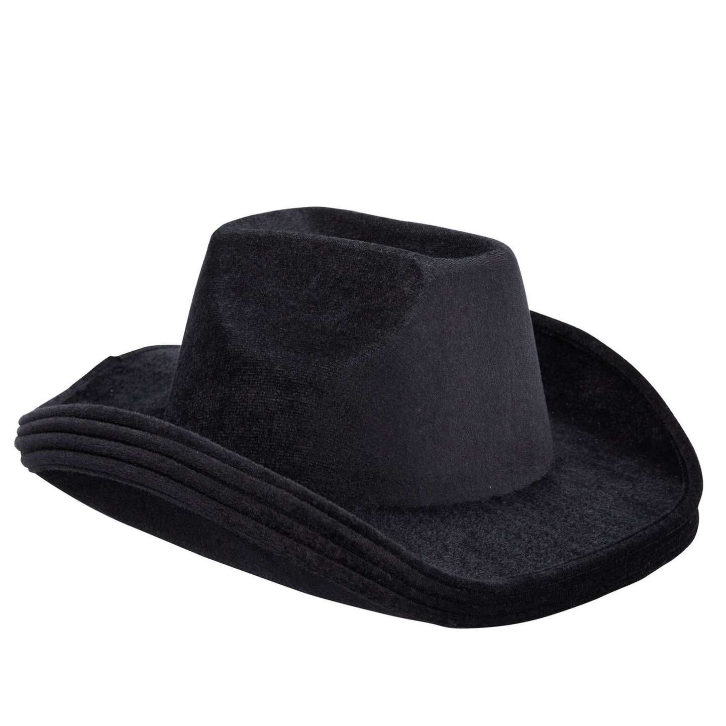 Zodaca 4-Piece Black Cowboy Hats - Adjustable Adult Size Velvet Felt - Costume & Party Favors for Men & Women - Birthday Cowboy Hat