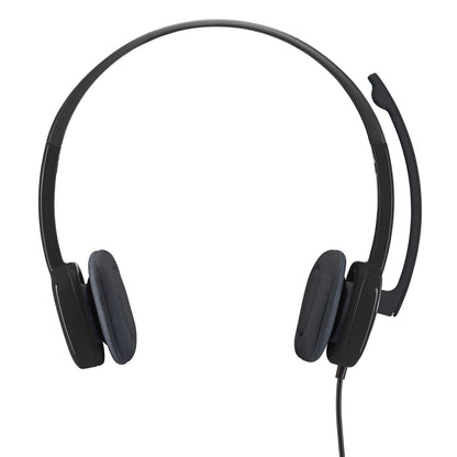Logitech H151 Wired Headset, Analog Stereo Headphones with Rotating Noise-Cancelling Microphone, 3.5 mm Audio Jack, In-Line Controls, PC/Mac/Laptop/Tablet/Smartphone - Black