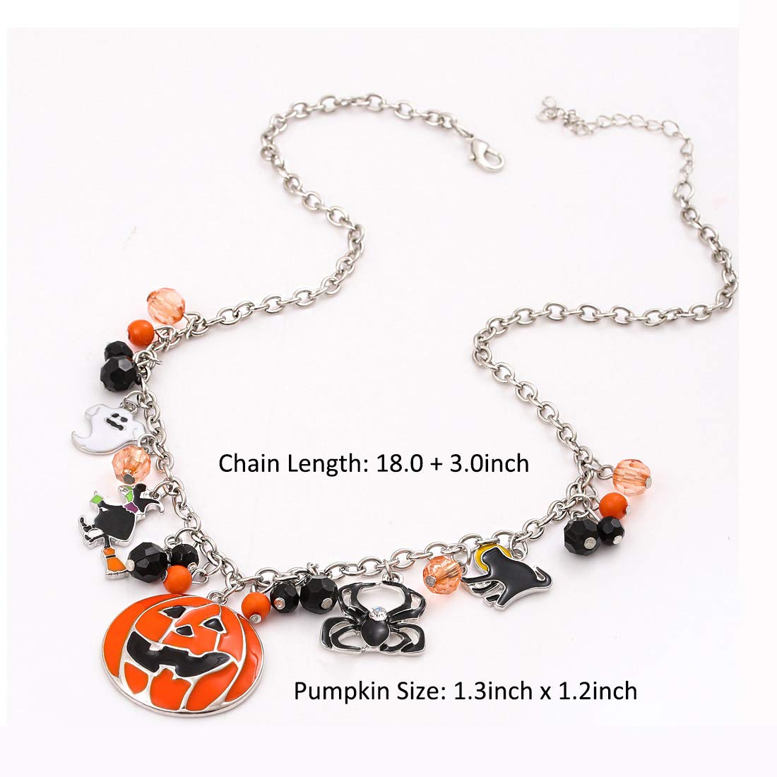 XOCARTIGE Halloween Pumpkin Pendant Necklace Witch Cat Charms Necklace Party Ghost Chain Necklaces for Women (A MC Pumpkin)