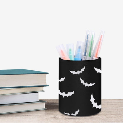 XUWU Halloween Bat Pen Holder Pencil Organizer Cute Pencil Cup Desk Decor Makeup Brush Holder PU Multifunctional Office Suppliesfor Home Classroom School