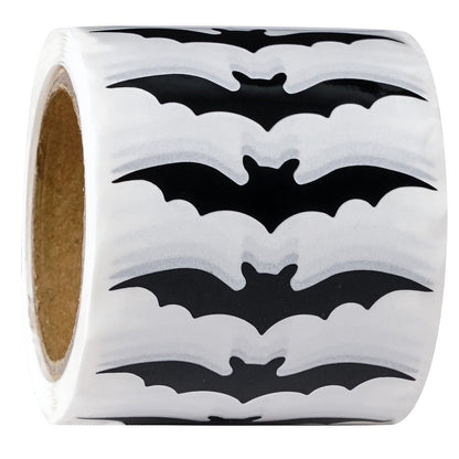 WRAPAHOLIC Halloween Bats Stickers Roll - Tiny Black Bat Design, 1.6 x 0.8 Inch, 500 Total Labels, Perfect for Gift Wrap & Shipping, Halloween, Kids Treat Bags, Outdoor Use