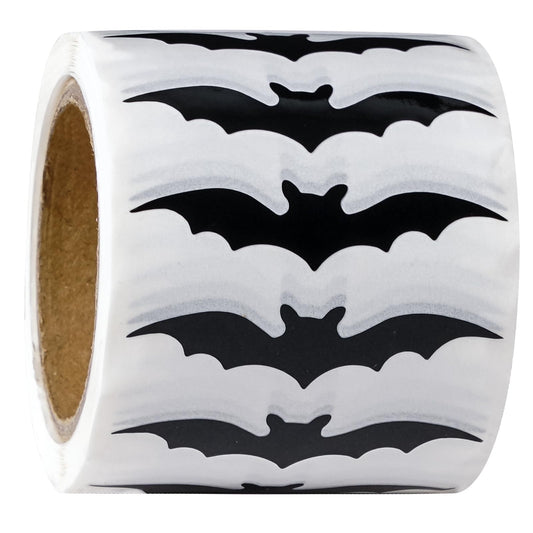WRAPAHOLIC Halloween Bats Stickers Roll - Tiny Black Bat Design, 1.6 x 0.8 Inch, 500 Total Labels, Perfect for Gift Wrap & Shipping, Halloween, Kids Treat Bags, Outdoor Use